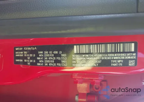 2015 Jeep Renegade Limited from USA, damaged, VIN ZACCJBDTXFPC08397